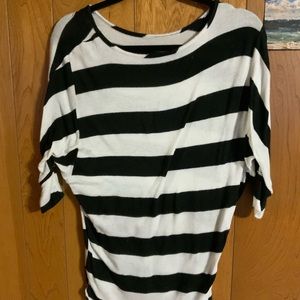 WOMEN S| White and Black Stripped Shirt